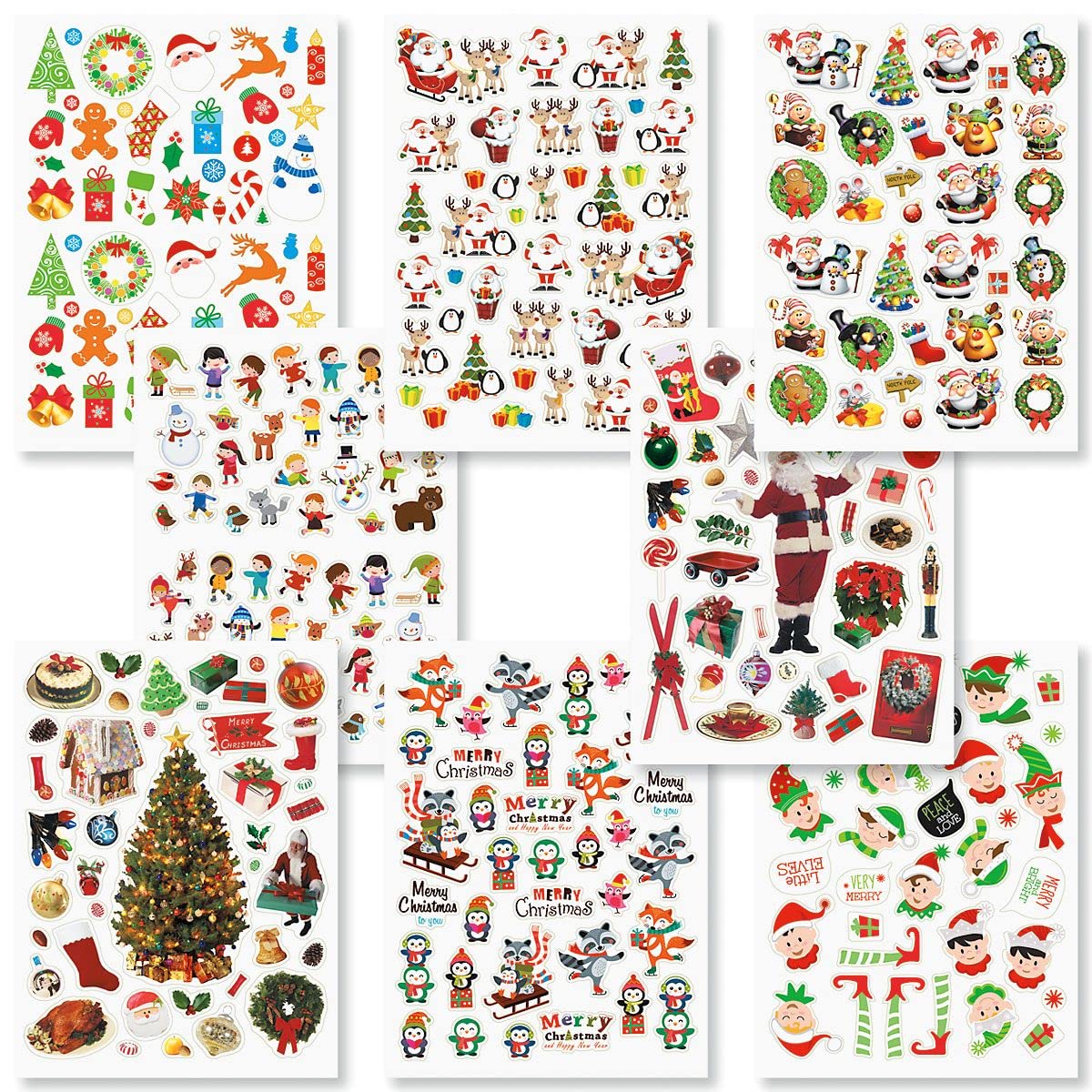 Current Christmas Sticker Variety Pack - 8 Sheets, 324 Assorted Stickers For Kids, Teachers, School, Scrapbooking, Journals, Mon