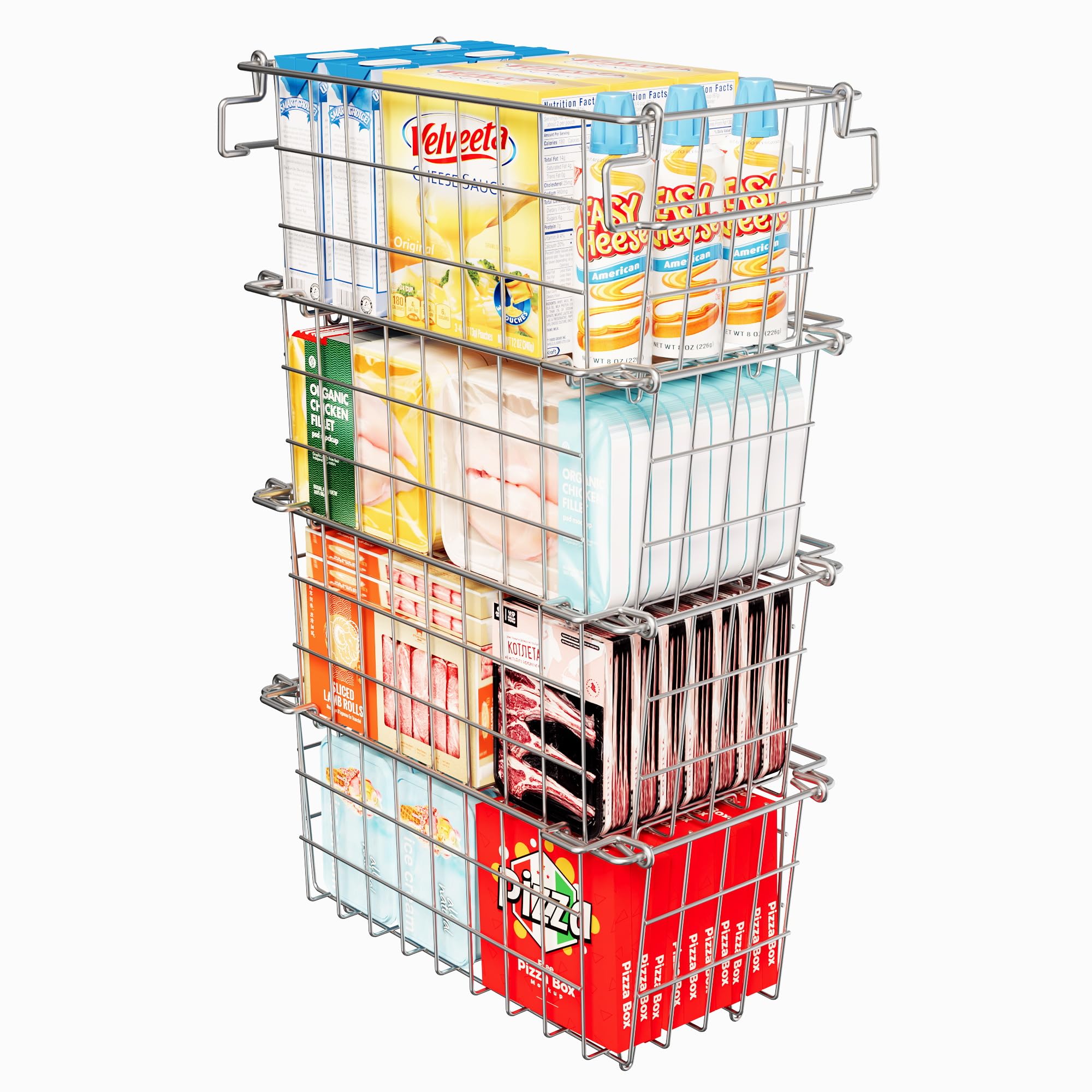 Suzlon 4Pack Stackable Chest Freezer Bins - Deep Freezer Organizer For 7 Cu.Ft Frozen Food