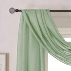 Donren 288 Inches Extra Long Sage Green Sheer Window Scarf Valance - Luxury Soft Semi Sheer Scarf For Window Wedding Arch Sheer