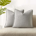 Juspurbet Silver Grey Boucle Throw Pillow Covers 16X16 Inch Set Of 2 For Couch Bedroom Sofa Living Room Decorative Soft Thick Te