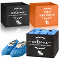 Singhoow 2 Pcs Shoe Cover Boxes Dispenser Storage Bins, Black, Orange