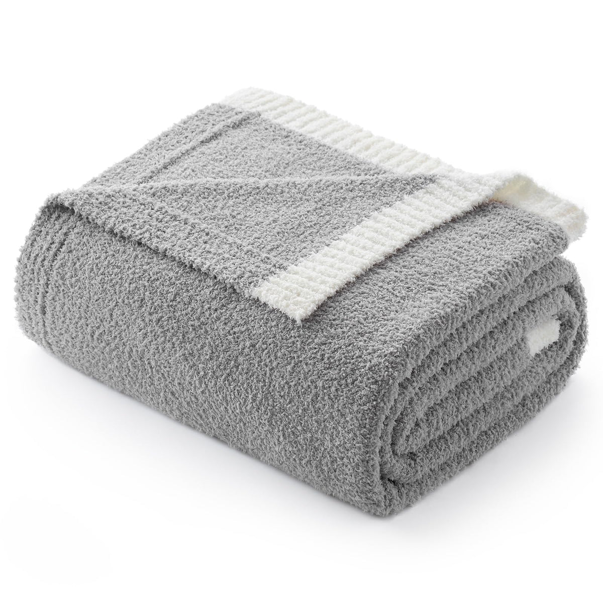 Snuggle Sac Ultra Soft Throw Blanket For Couch Bed Sofa 50X60 Inches, Reversible Grey Blanket Microfiber Fluffy Fuzzy Cozy Knit