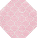 Unique Loom Trellis Frieze Collection Area Rug - Rounded (5 Octagon, Light Pink/ Ivory)