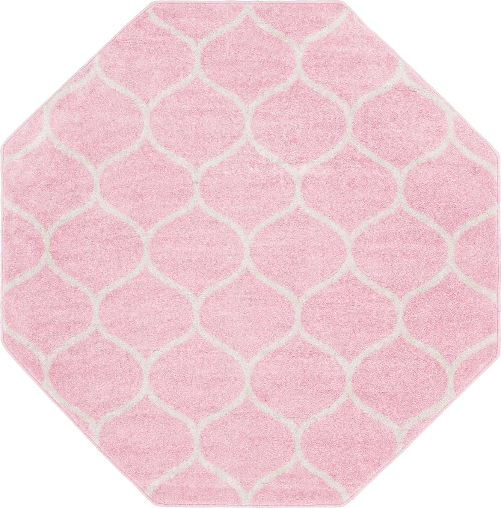 Unique Loom Trellis Frieze Collection Area Rug - Rounded (5 Octagon, Light Pink/ Ivory)