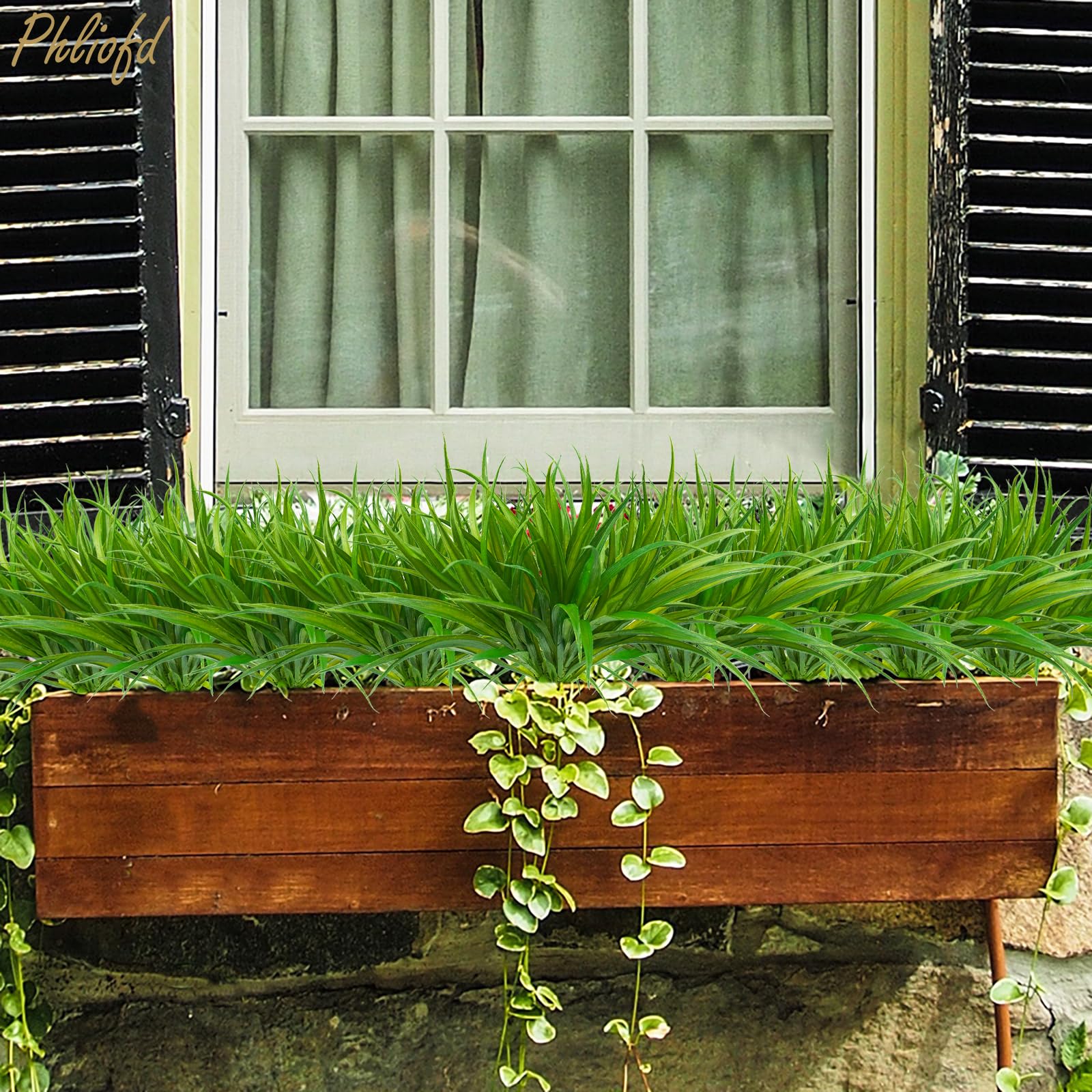 Phliofd 32 Pcs Artificial Grass Fake Plants 17.3In Outdoor Plants Uv Resistant Faux Greenery Stems Fake Grass For Home Window Ga