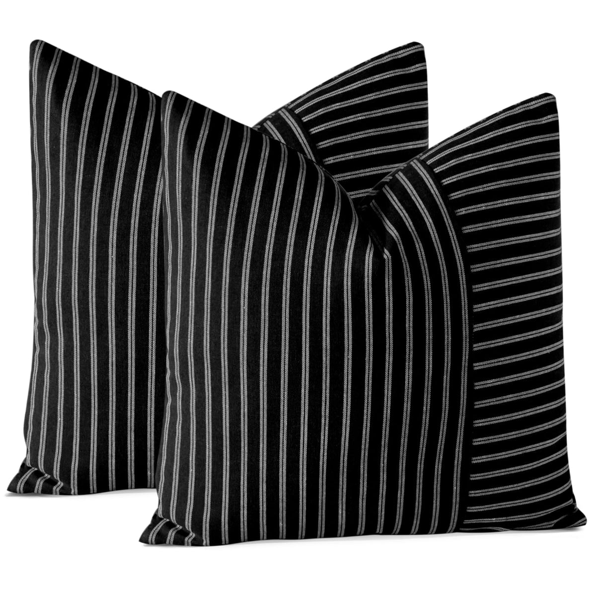 Otostar Pack Of 2 Striped Patchwork Farmhouse Decorative Throw Pillow Covers 18 X 18 Inch Square Cushion Cover Couch Home Decor