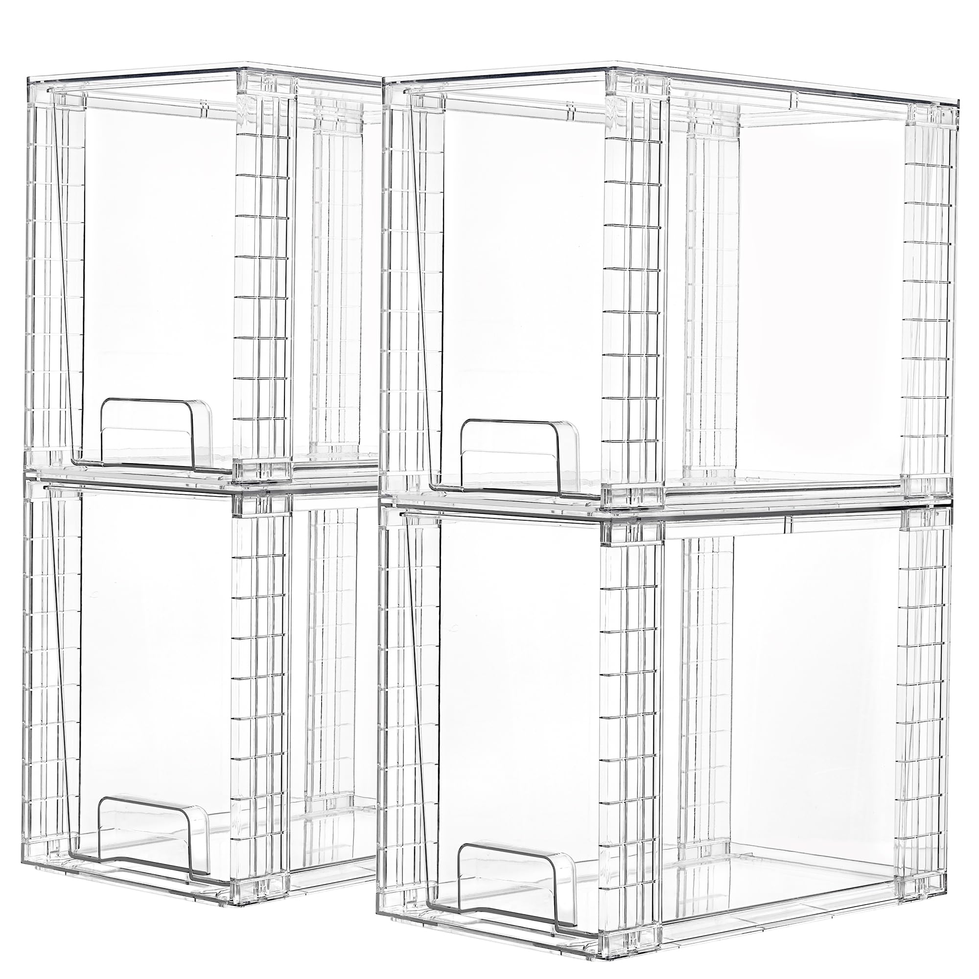 Vtopmart 4 Pack Clear Stackable Storage Drawers,9.7 High Plastic Organizers Bins for Skincare, Bathroom Supplies,Ideal for Cabin