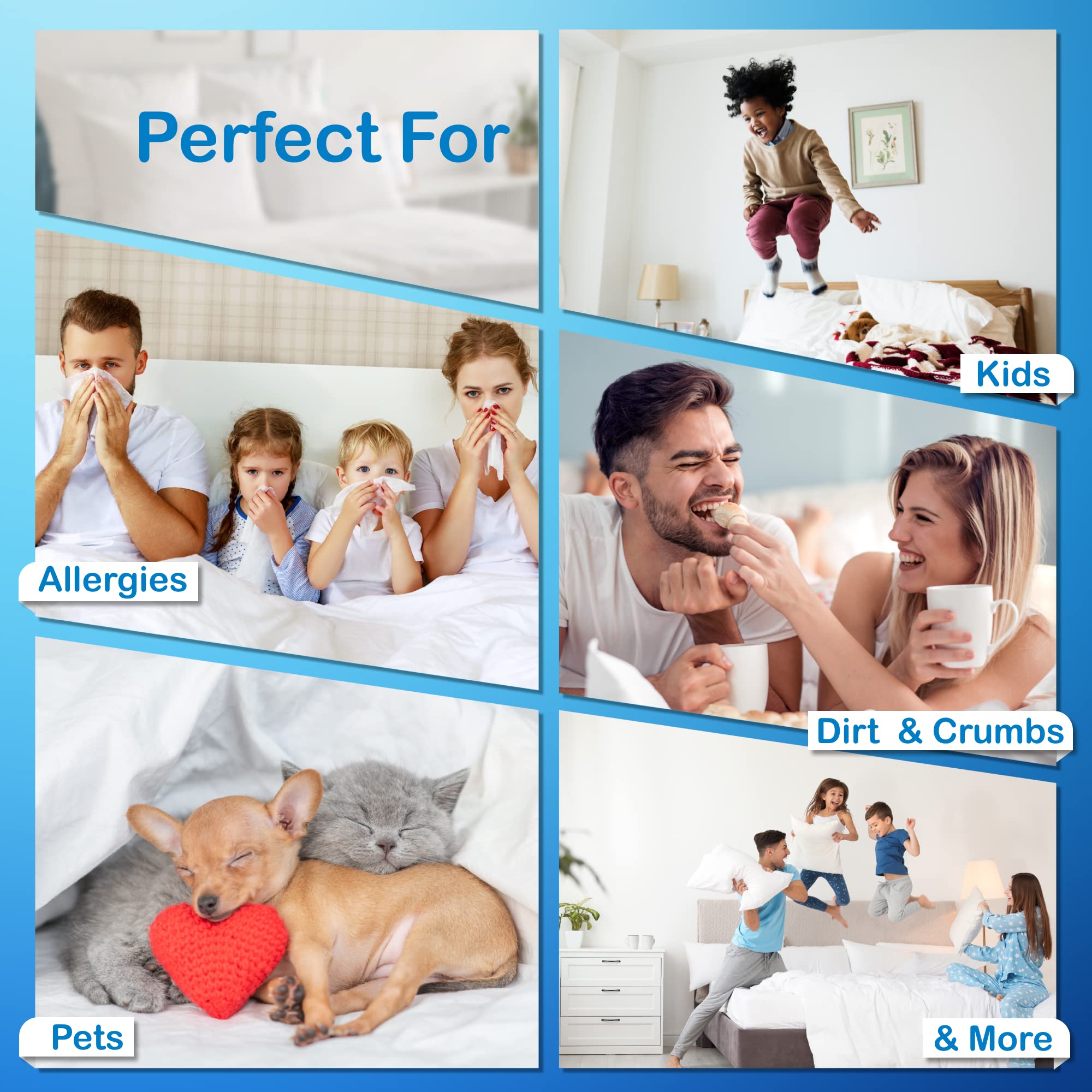 National Allergy Premium 100% Cotton Duvet Comforter Protector - Jumbo Queen Size - 96'' X 92'' - White - Breathable 300 Thread