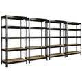 Primezone 32'W X 16'D X 63' H Storage Shelves - 4 Pack 5 Tier Adjustable Garage Storage Shelving, Heavy Duty Metal Storage Organizer Utility Rack Shelf Unit For Warehouse Pantry Closet Kitchen, Black