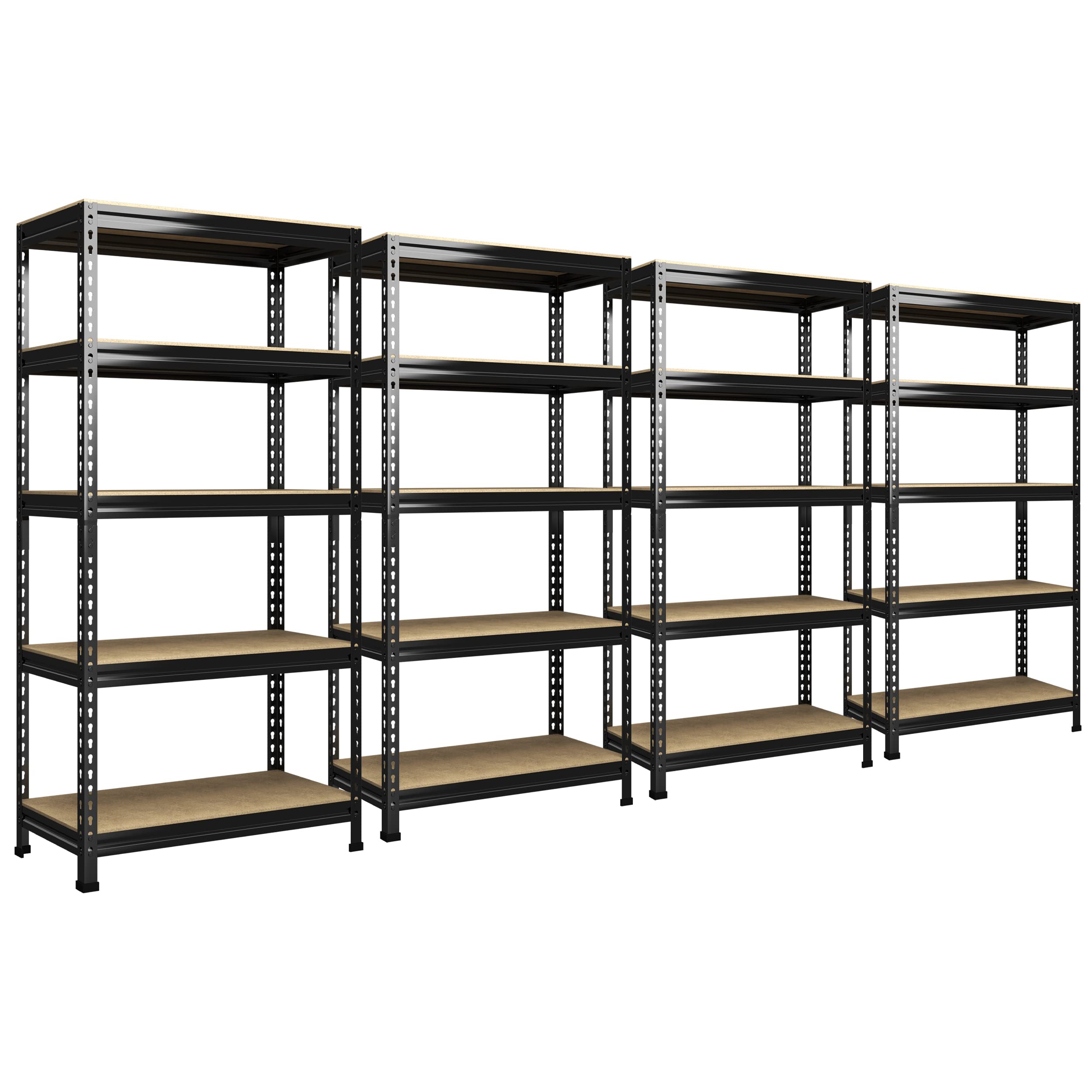 Primezone 32'W X 16'D X 63' H Storage Shelves - 4 Pack 5 Tier Adjustable Garage Storage Shelving, Heavy Duty Metal Storage Organizer Utility Rack Shelf Unit For Warehouse Pantry Closet Kitchen, Black