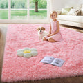 KCHOWUA 6x9 Pink Thick Fuzzy Fluffy Rug for Bedroom Girl,Machine Washable Plush Pastel Large Area Rug for Living Room,Thickened 
