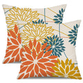 Orange And Yellow Floral Pillow Covers 18X18 Set Of 2 Fall Outdoor Waterproof Decorative Throw Pillows Summer Pillowcovers Polye