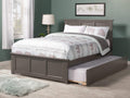 AFI, Madison Full Platform Bed with Matching Footboard, Full Trundle, and Attachable USB Charger, Grey