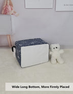 Queenlala Rectangular Laundry Hamper/Foldable Nursery Laundry Basket For Organizing/Storage Bin Baskets/Children Toy Office Bedroom/Toy Bin Closet Shelf Baskets(Rec-Blue-Starry Sky)