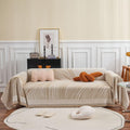 VClife Breathable Chenille Couch Cover Boho Sofa Protector Modern Beige Khaki Stripe Jacquard Sofa Slipcover Pet-Friendly Non Sl