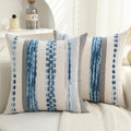 Plepate Boho Pillow Covers 18X18 Set Of 2 For Couch-Modern Farmhouse Sofa Decorative Blue Throw Pillow Covers Textured Chenille