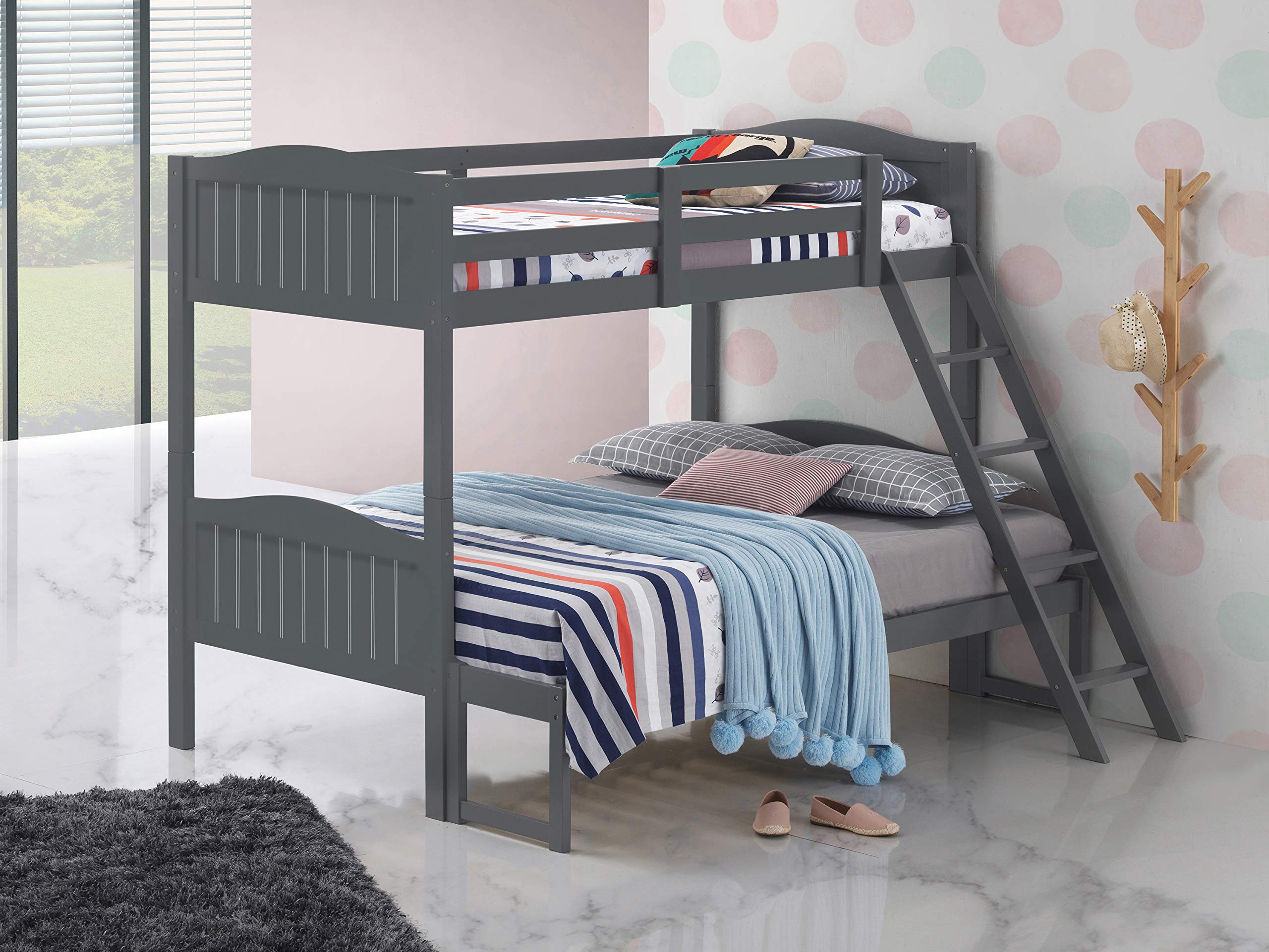 Coaster Home Furnishings Littleton Twin Over Full Bunk Bed with Ladder Grey