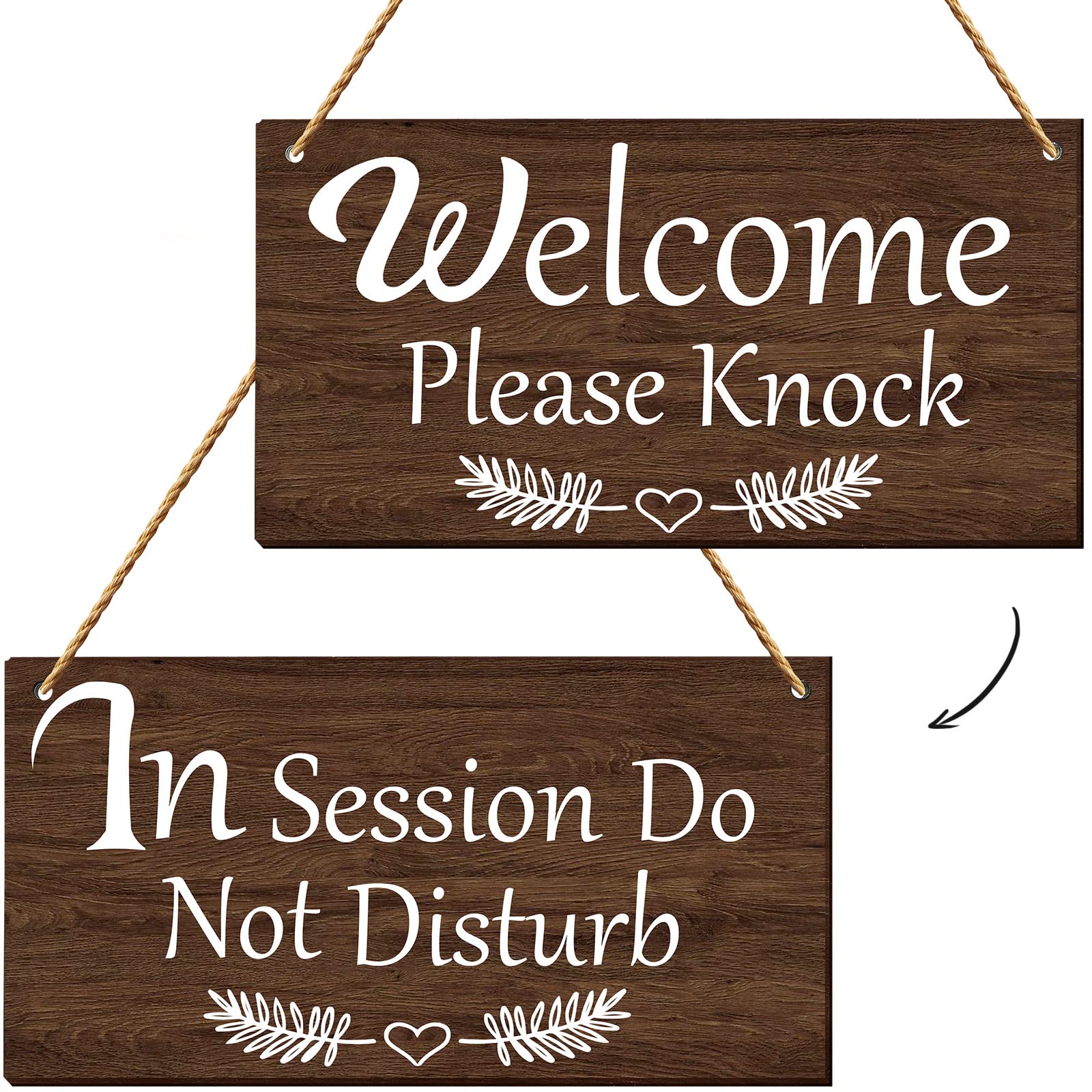 Jetec Double Sided Office Door Hanger Sign 'In Session Do Not Disturb', 'Welcome Please Knock' Wooden Plaque Reversible Meet