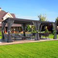Mellcom Louvered Pergola 10X20, Aluminum Pergola With Adjustable Louvered Roof, Outdoor Pergola With Waterproof Curtains And Net