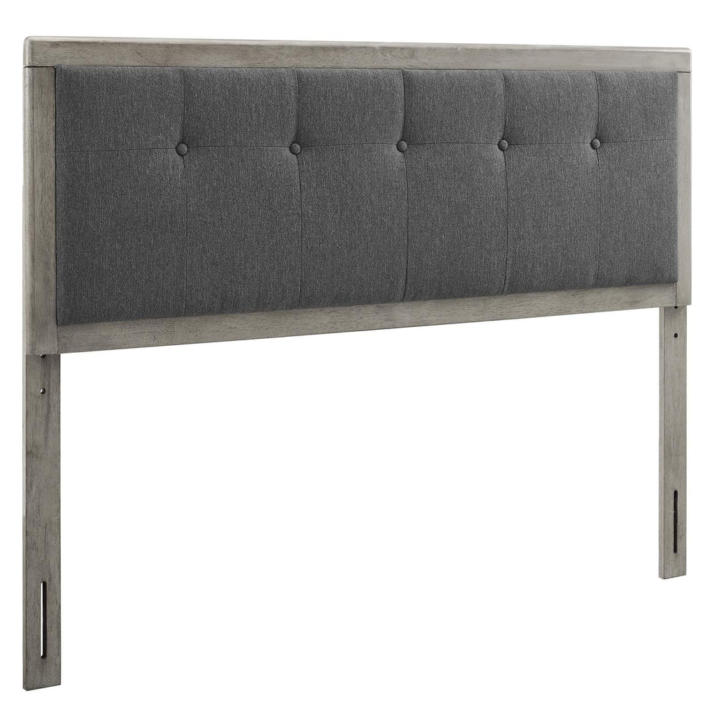 Modway Draper Tufted Queen Fabric And Wood Headboard In Gray Charcoal
