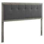 Modway Draper Tufted Queen Fabric And Wood Headboard In Gray Charcoal
