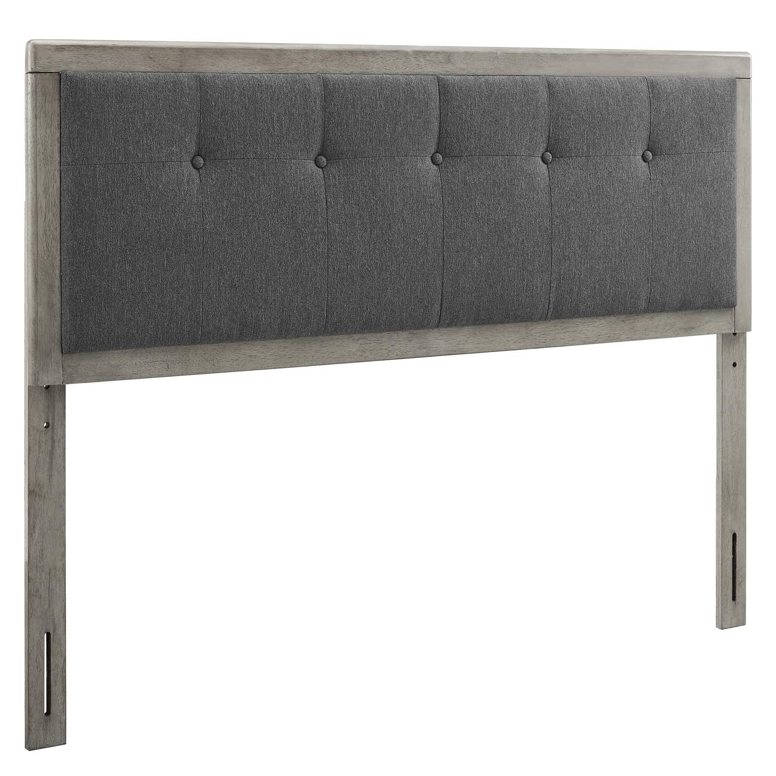 Modway Draper Tufted Queen Fabric And Wood Headboard In Gray Charcoal