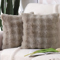 Madizz Pack Of 2 Thick Plush Wool Throw Pillow Covers 18X18 Inch Taupe Soft Decorative Cushion Cover For Sofa Bedroom Pillow She