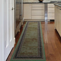 Antep Rugs Alfombras Bordered Modern 2x10 Non-Slip (Non-Skid) Low Pile Rubber Backing Indoor Area Runner Rug (Green, 2 x 10)