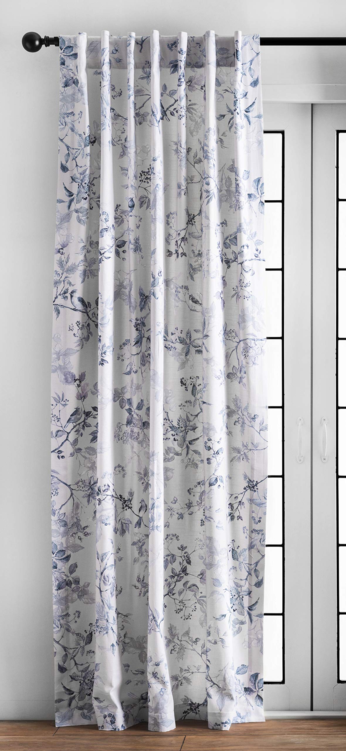 Maison D' Hermine 100% Cotton Curtain - 50'X96' Blue Decorative Curtain - Aesthetic Curtains For Farmhouse, Kitchen & Bedroom