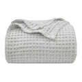 Phf Ultra Soft Waffle Weave Blanket Queen Size 90'X 90'- Washed Lightweight Breathable Cozy Woven Blanket For Bed - Aesthetic Decor For Couch Bedding Sofa Home Car - Light Grey