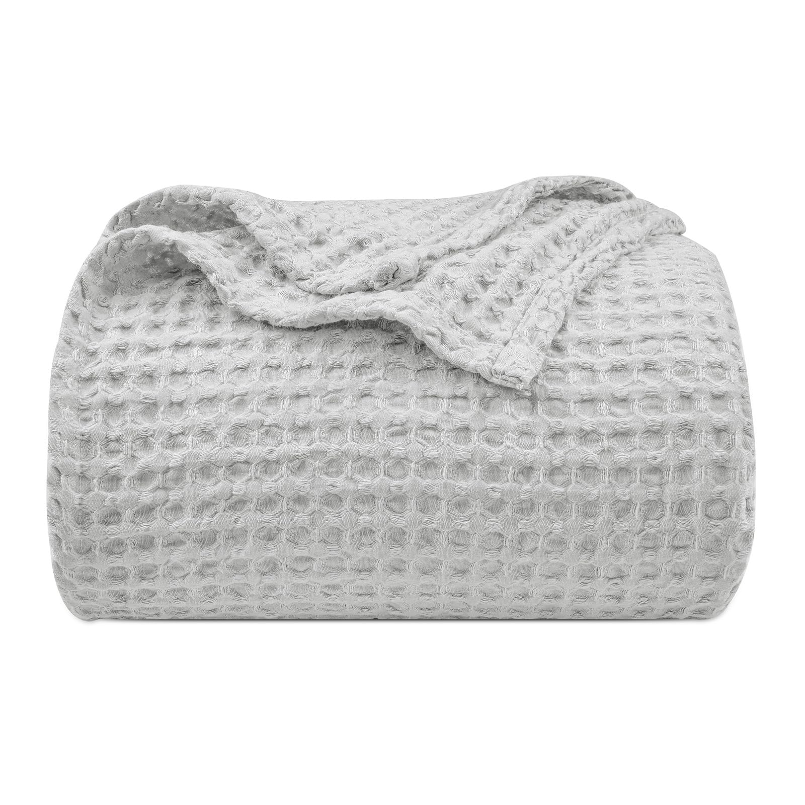 Phf Ultra Soft Waffle Weave Blanket Queen Size 90'X 90'- Washed Lightweight Breathable Cozy Woven Blanket For Bed - Aesthetic Decor For Couch Bedding Sofa Home Car - Light Grey