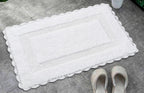 Bath Mat Rug 17''X24'' White, 100% Pure Cotton, Super Soft Bath Rugs, Plush & Absorbent, Hand Tufted Heavy Weight Construction,