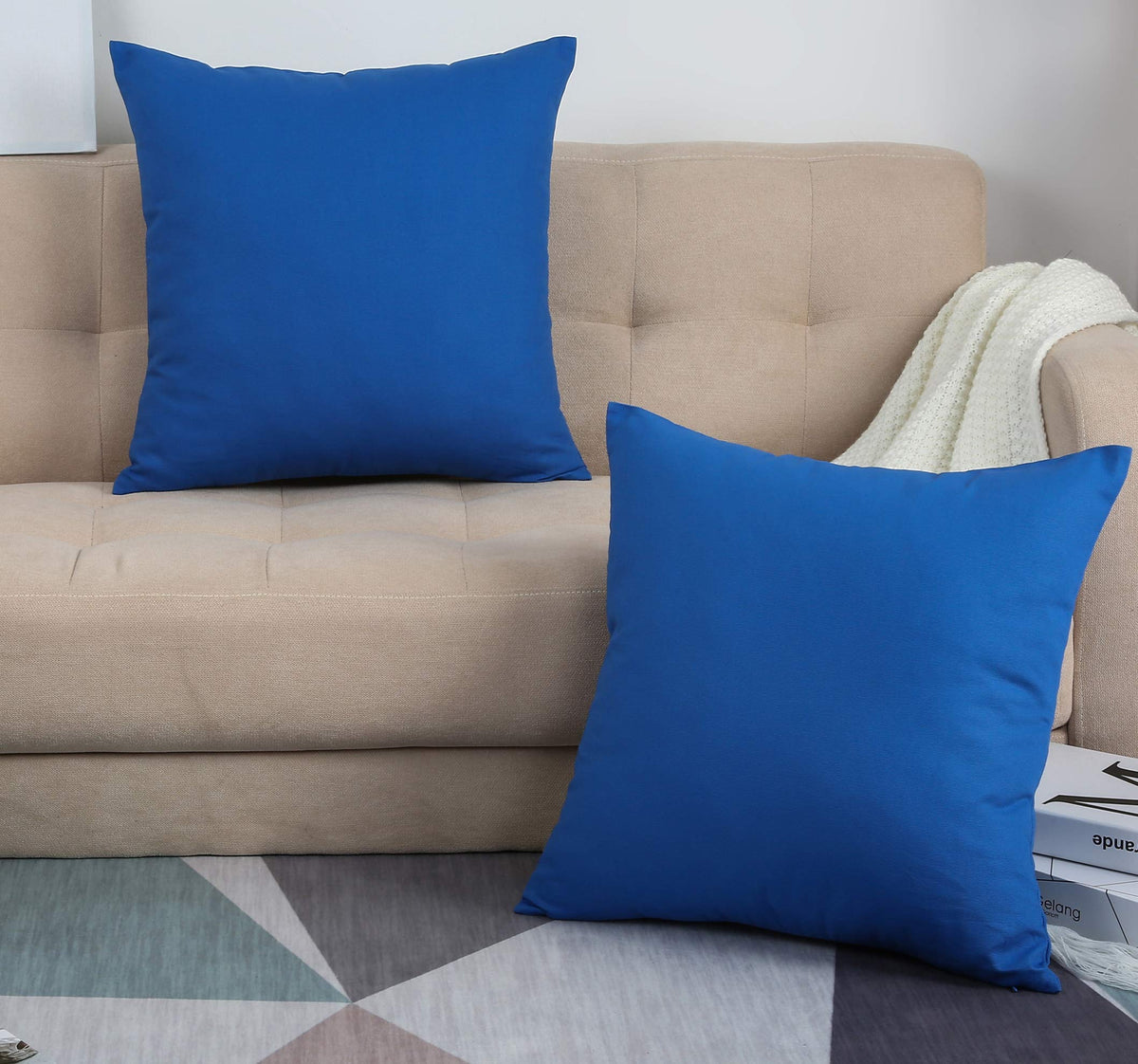 Tangdepot Handmade Decorative Solid 100% Cotton Canvas Throw Pillow Covers/Cushion Covers, 45 Colors Available - (20' X20' , B