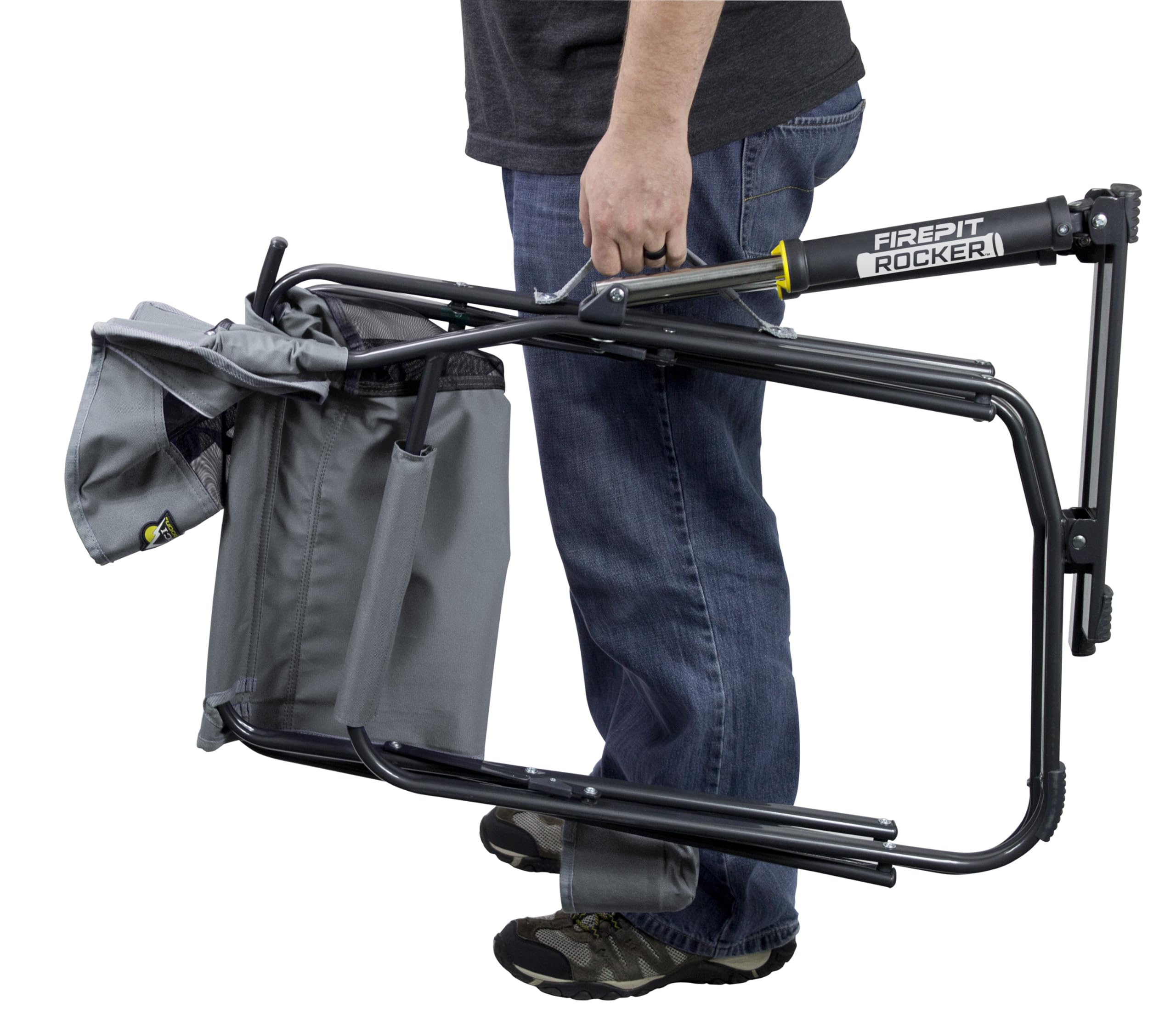 Gci Outdoor Firepit Rocker Low-Ride Outdoor Rocking Chair With Beverage Holder