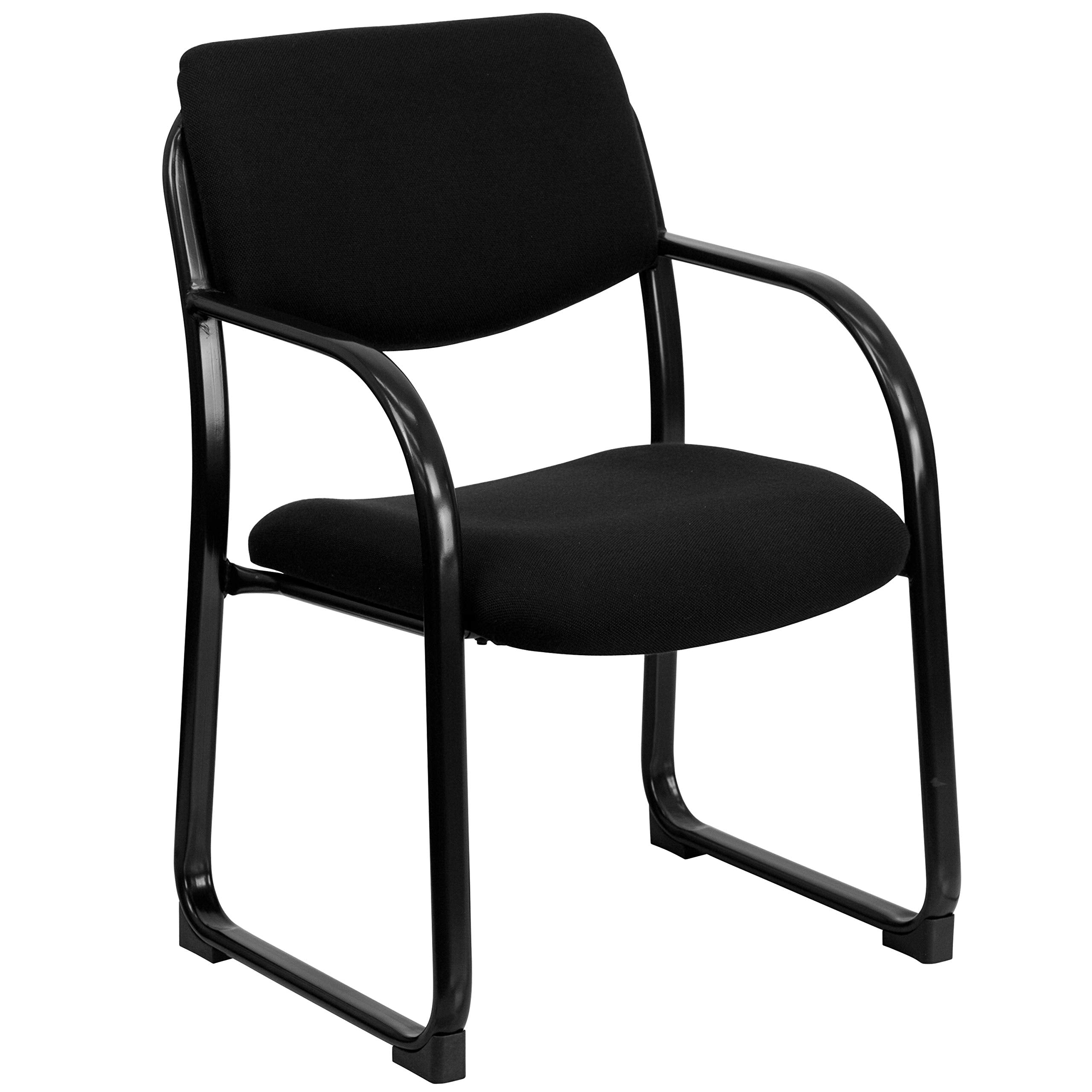 Flash Furniture Richie Black Fabric Executive Side Reception Chair with Sled Base