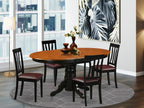 East West Furniture AVAT5-BLK-LC 5 Piece Dining Table Set for 4 Includes an Oval Kitchen Table with Butterfly Leaf and 4 Faux Leather Kitchen Dining Chairs, 42x60 Inch, Black & Cherry
