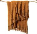 Lifein Throw Blanket For Couch-Soft Boho Christmas Throw Blanket,Cozy Brown Fall Knit Chenille Throw,Small Knitted Farmhouse Lig