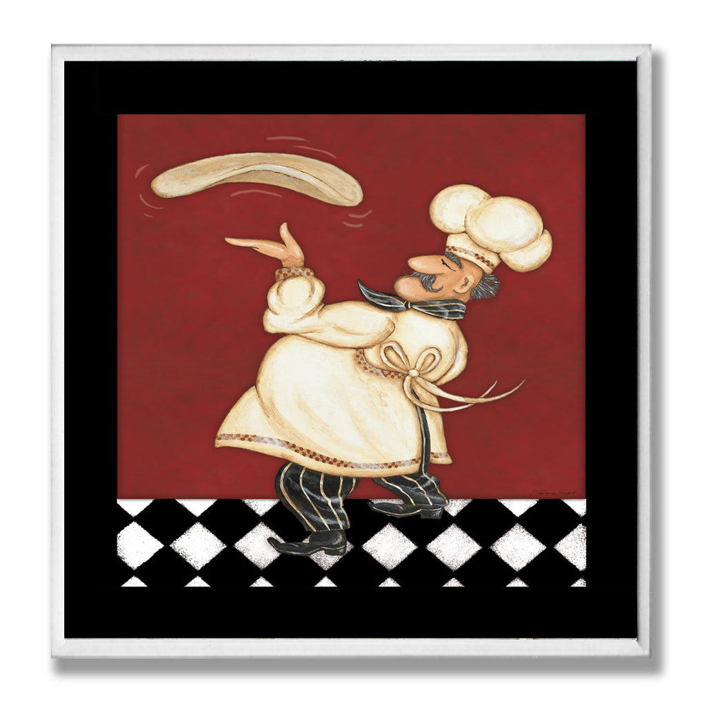 Stupell Home D  cor Chef With Pizza Dough Wall Plaque, 12 x 0.5 x 12, Proudly Made in USA