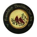 CVHOMEDECO. Primitives Hand Painted Red Birds Decorative Plate Rustic Round Display Wooden Plate Home D  cor Art, 9-3/4 Inch