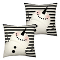 Kwlegh Lovely Snowman Pillow Covers 18X18 Set Of 2 Winter Holiday Cold Pillow Case Black And White Striped Throw Pillow Covers C