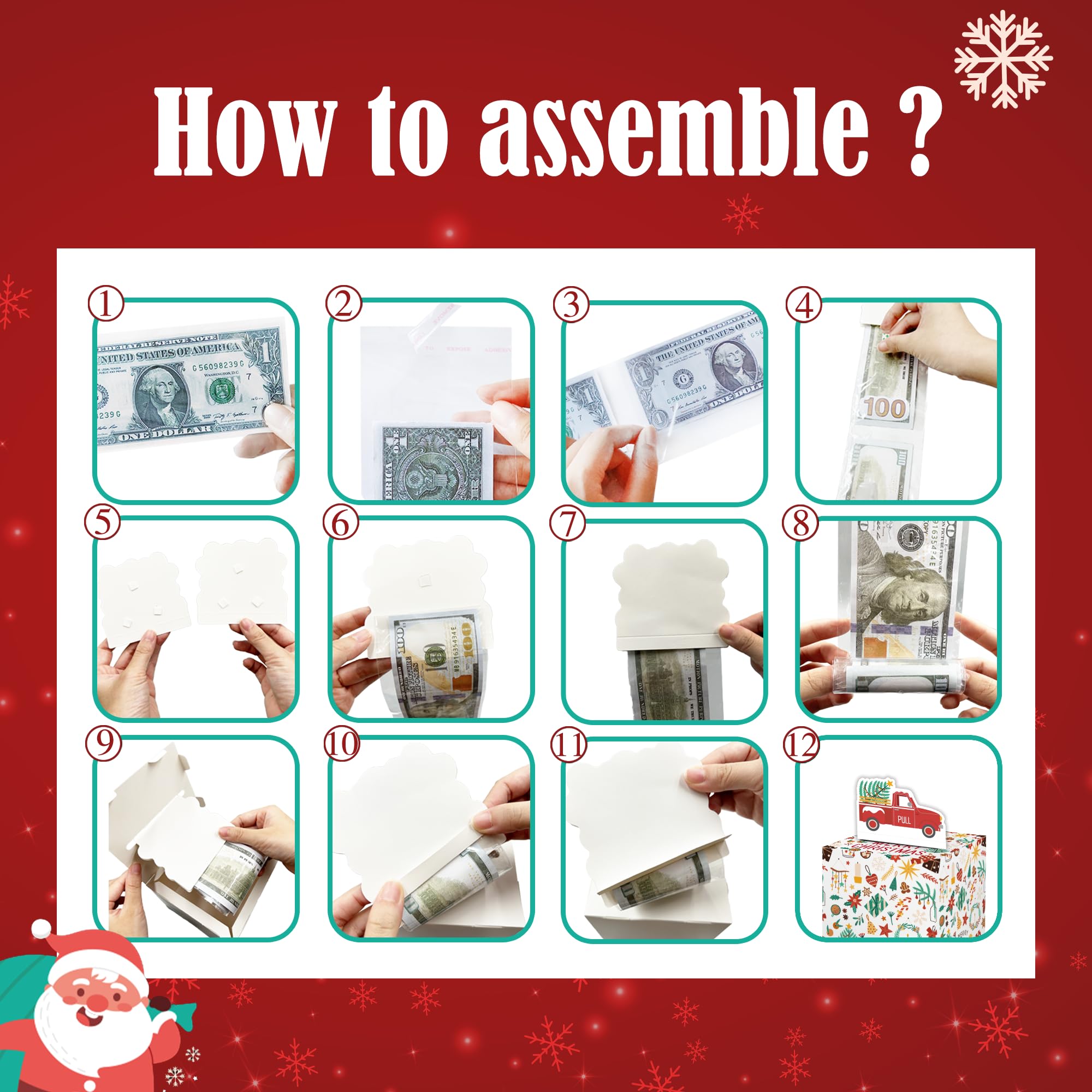 Christmas Party Favors, Happy Christmas Surprise Money Box Set, Money Gift Boxes For Cash For Christmas Day For Women, Fun&Lovin