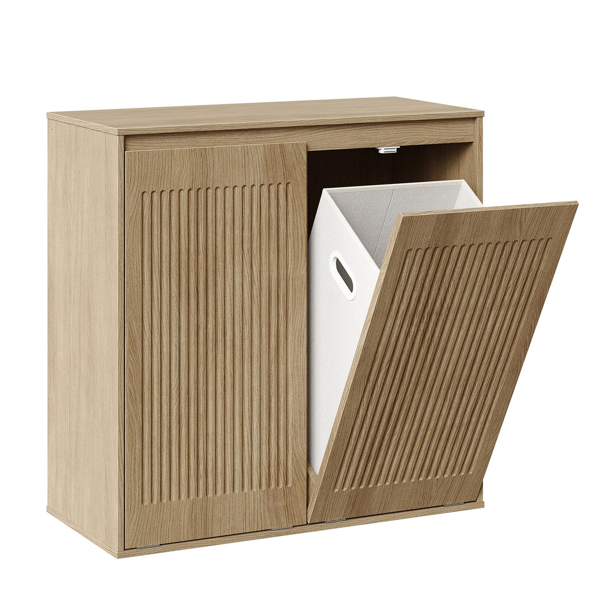 HOOBRO Laundry Cabinet, Fluted Laundry Hamper Cabinet with TiltOut Doors