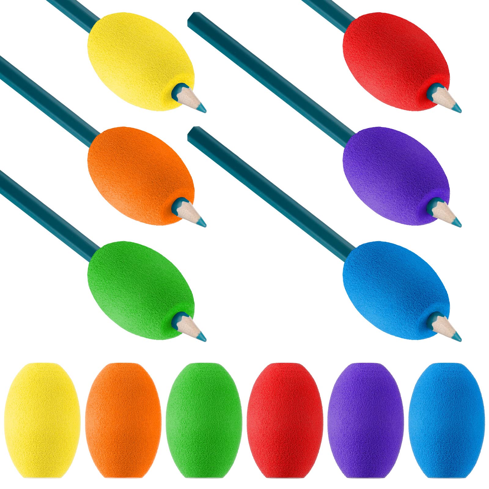 Outus 12 Pieces Pen Grip Kids Adult Egg Pencil Pen Grip Handwriting Pen Grips Foam Pen Grips Pen Writing Aid Holder Soft Cushion