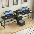 GYIIYUO 93 Two Person Desk with Charging Station, Long Desk with 3 Drawers and Printer Shelf, Double Computer Desk, Fabric Dra