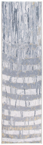 HomeRoots Grey/Gold Polyester 8’ x 10’ Gray Distressed Steps Abstract Area Rug