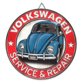 Volkswagen Metal Sign - Volkswagen Service and Repair Round Sign for Man Cave, Garage or Shop