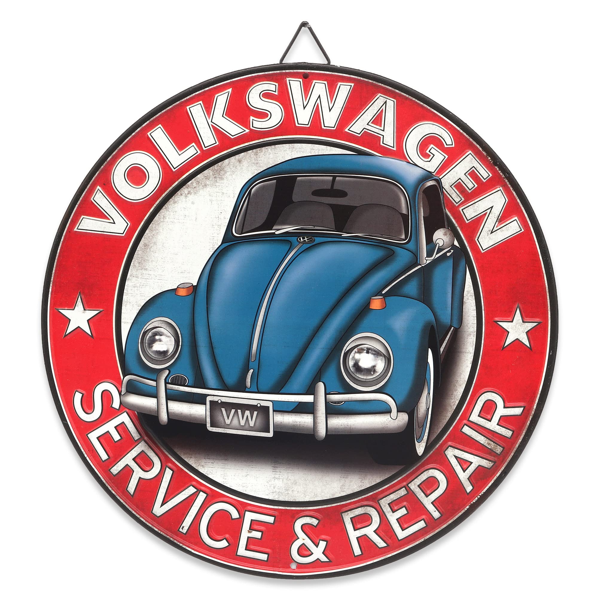 Volkswagen Metal Sign - Volkswagen Service and Repair Round Sign for Man Cave, Garage or Shop