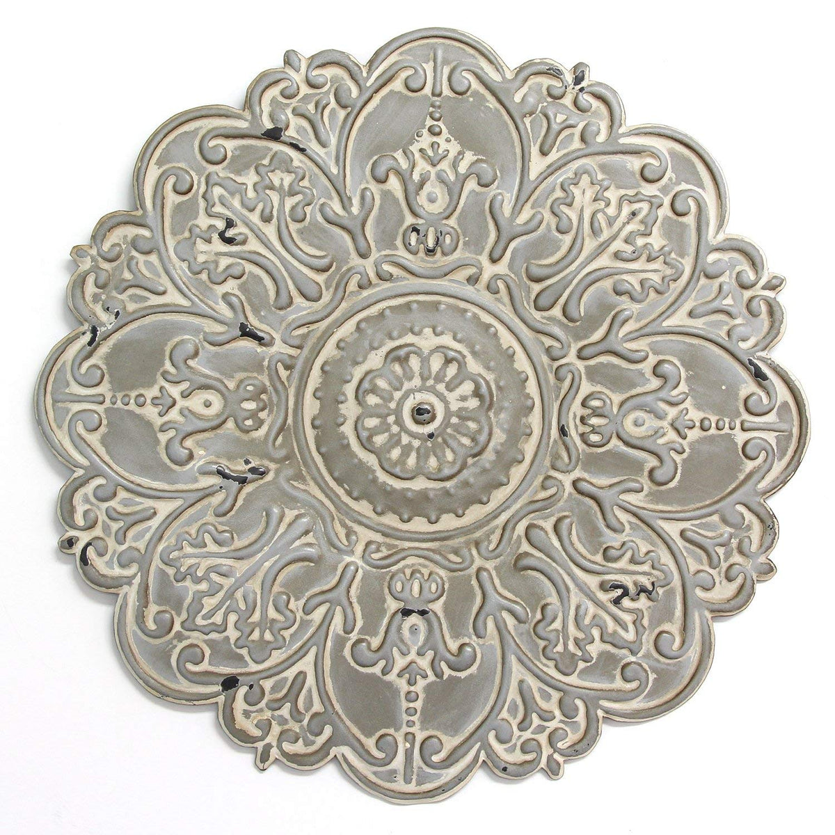 HomeRoots Metal 13' X 0.5' X 13' Small Gray Medallion Wall Decor