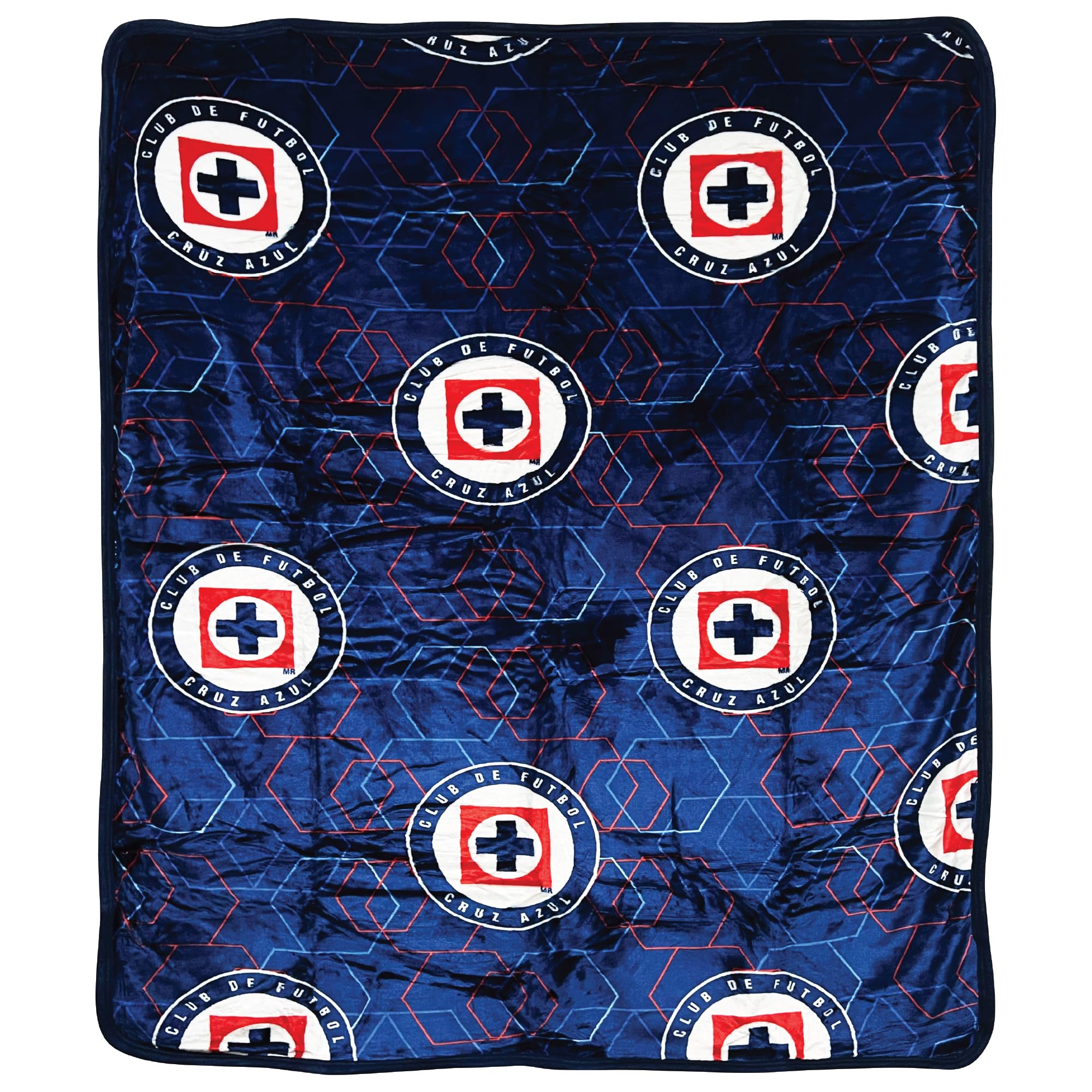Cruz Azul Team Logo Blue Sherpa Lining Borrego Flannel Throw Sofa Blanket 50'X60'