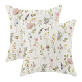 Spring Pillow Covers 20X20 Inch Set Of 2, Sage Green Pink Wild Flower Throw Pillows Case,Colorful Seasonal Floral Plant Outdoor
